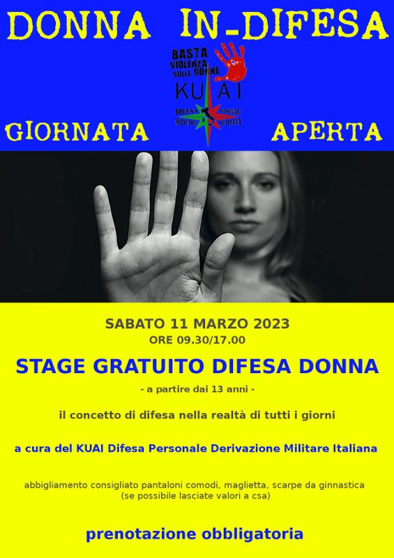 Stage Gratuido Difesa Donna - 11 Marzo ore 9:30/17:00